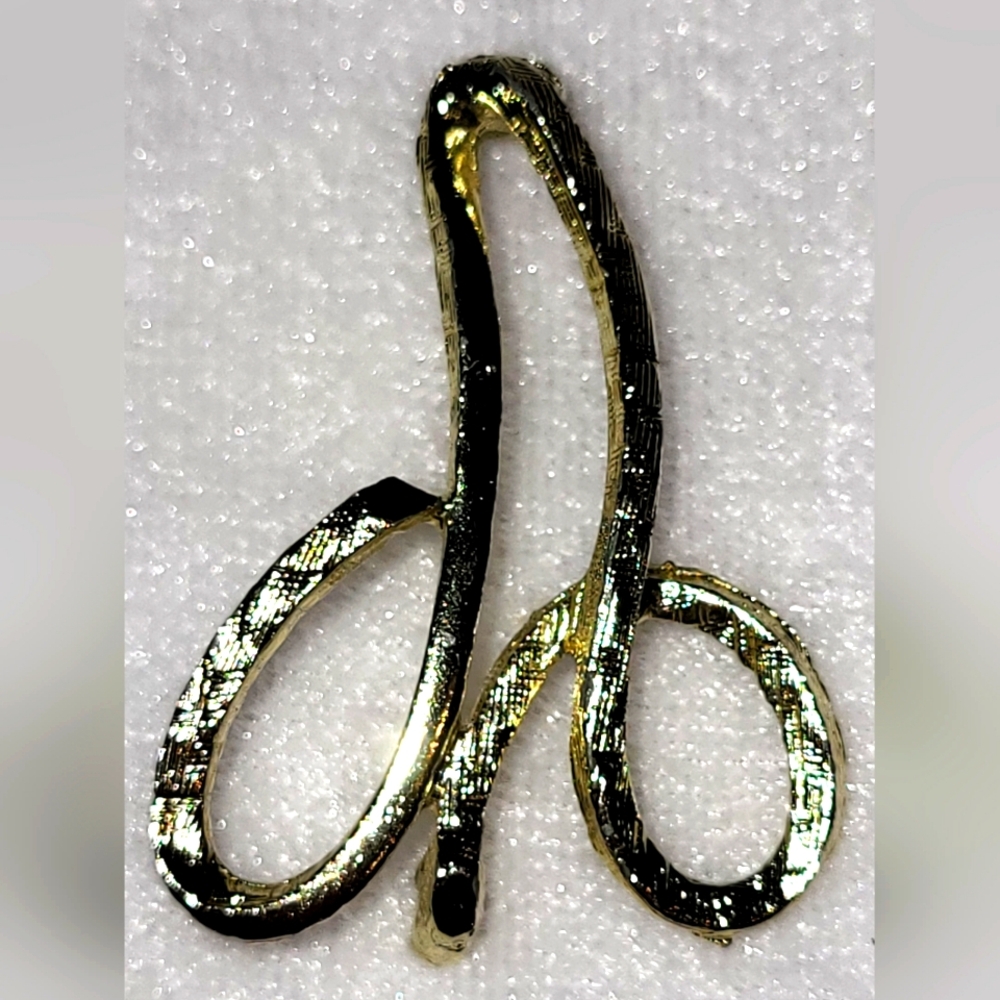 Vintage Initial "A" Gold Tone Brooch / Pin